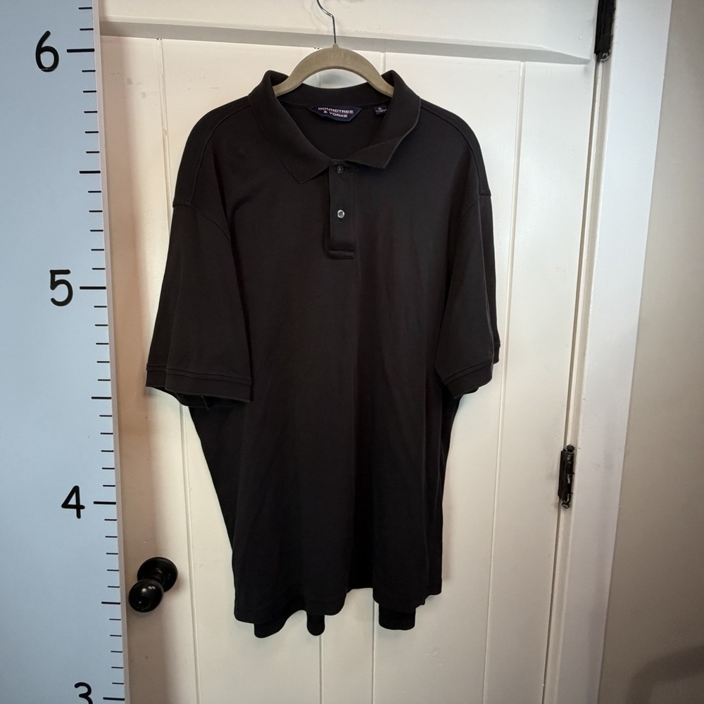 Roundtree & Yorke Polo Shirt Men XL Black Short Sleeve Cotton Casual Classic Fit